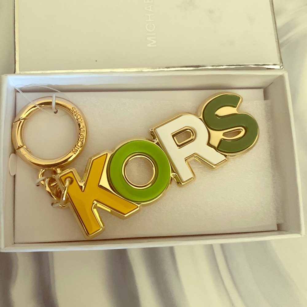 Michael Kors Gold and Green Keychain